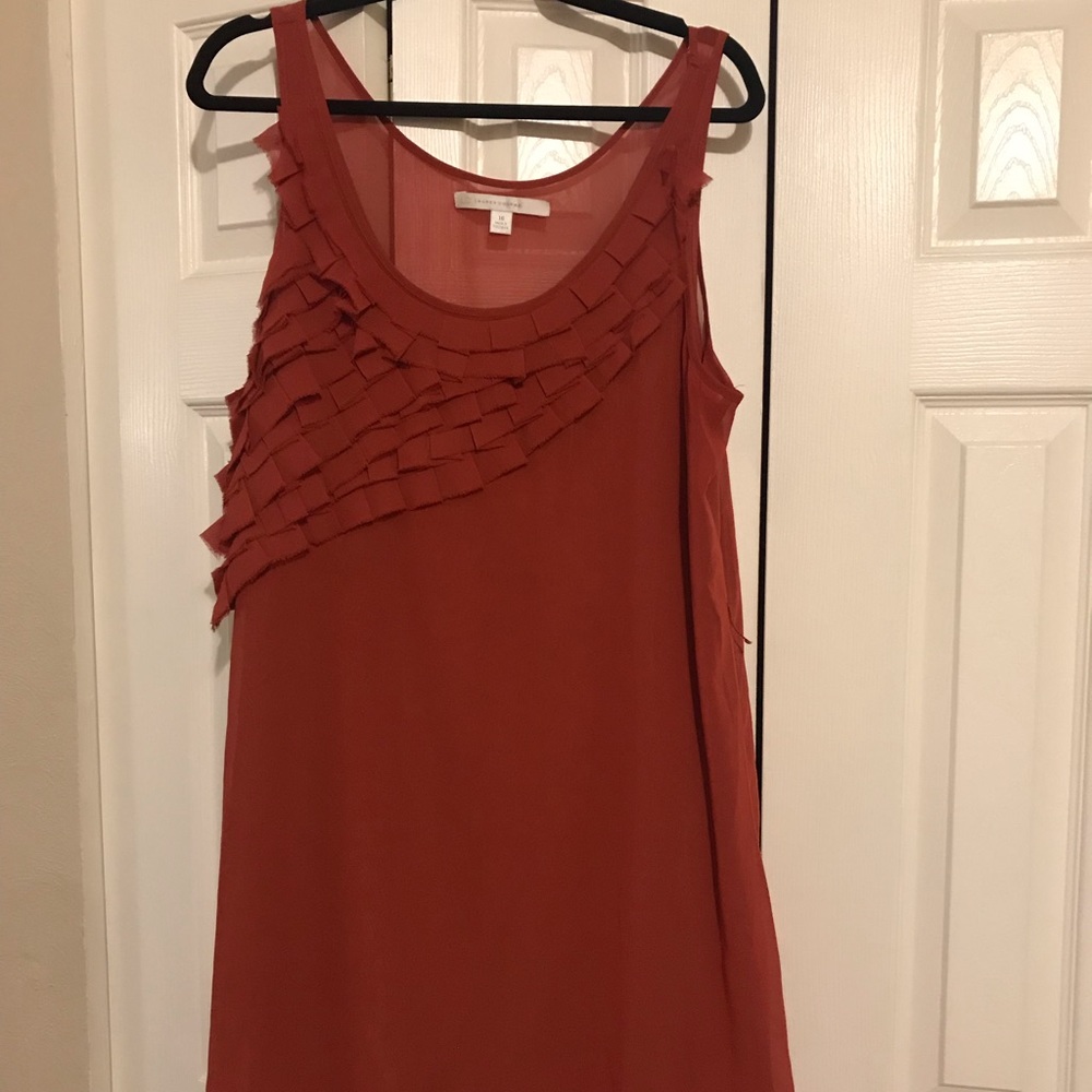 LC Lauren Conrad Rust Red Mini Dress with Ruffle Detail